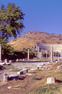 The ruins of the Roman Theater in Ephesus, Turkey. Paul visited here on his Second Missionary Journey and later wrote the epistle Ephesians to the Christians of Ephesus