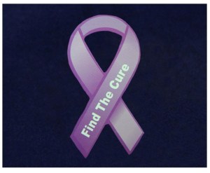 Purple ribbon magnet - $50 donation.These purple ribbon magnets are approximately 8 inches tall. Perfect for the refrigerator or car. Each purple ribbon magnet says Find The Cure.