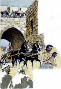 David's son Absalom plotted to rebel against David, seize his father's throne and become king. To win favor with the people, he bought a beautiful chariot and horses and rode through the streets of Jerusalem in great honor (2 Samuel 15:1-6).