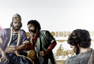 Hushai was a counselor for King David, but when Absalom rebelled against his father David, David asked Hushai to pretend to shift loyalty to Absalom, but act instead as a spy. Absalom accepted Hushai's advice instead of the advice of Ahithophel, so Ahithophel committed suicide (2 Samuel 17:1-14). 