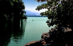 The Jordan River is the only flowing body of water in ancient Palestine. It winds its way from the north into the Sea of Galilee, then empties at the southern end of the sea and resumes its serpentine path until it ends completely in the Dead Sea. Although it is only 70 miles from the Sea of Galilee to the Dead Sea, the river winds 200 miles. Before it enters the Sea of Galilee, it drops 800 feet, then another 600 feet on its way to the Dead Sea. The Jordan River as it leaves the Sea of Galilee.