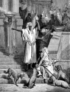 Lazarus at the rich man's gate.