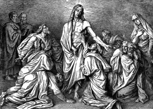 Jesus shows His wounds to Thomas.